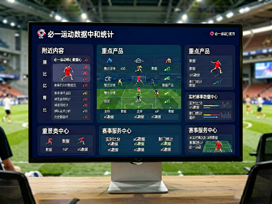 必一运动数据中心Dashboard界面，展示实时比赛数据和统计图表